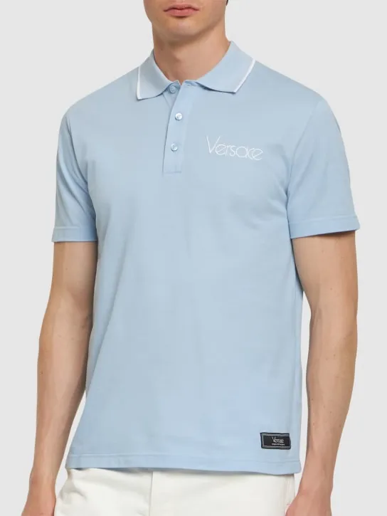 Versace   Logo cotton piquet polo 