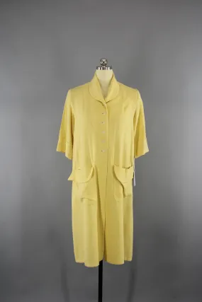 Vintage 1950s Yellow Linen Jacket Duster