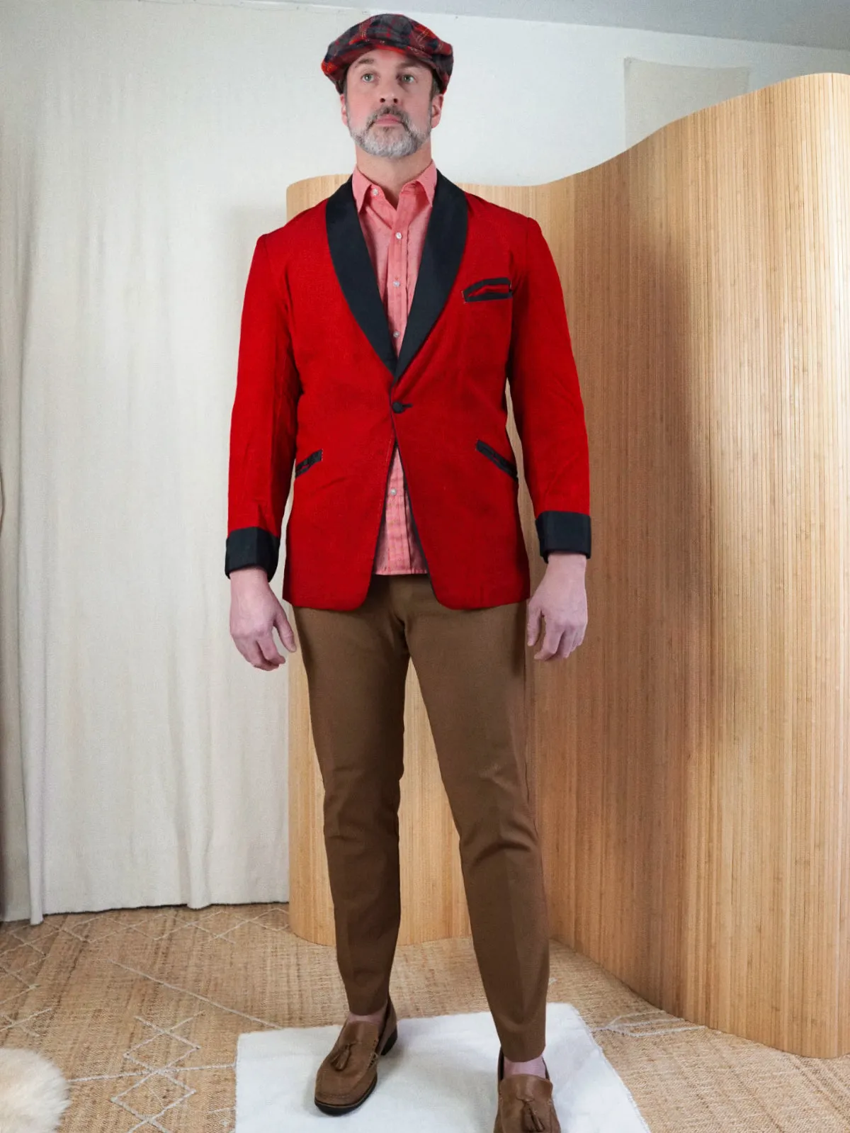 Vintage 50's Ruby Red Smoking Jacket