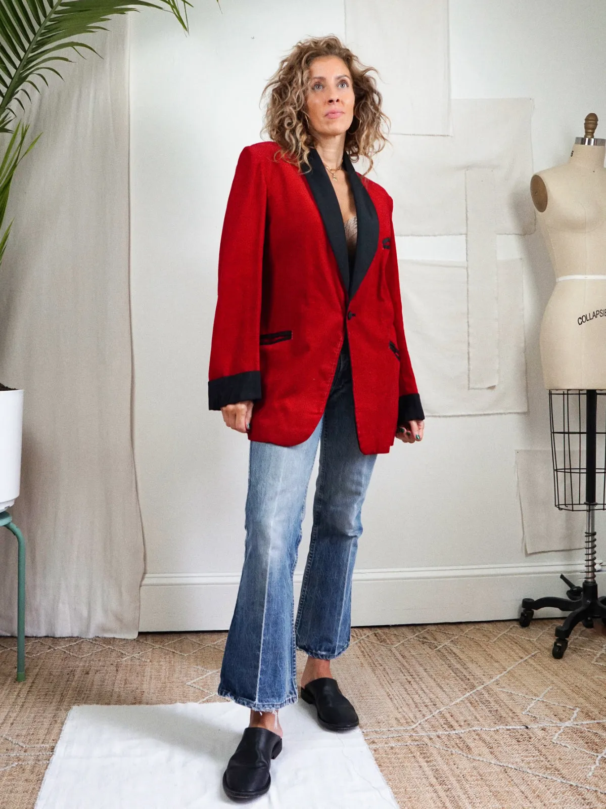 Vintage 50's Ruby Red Smoking Jacket