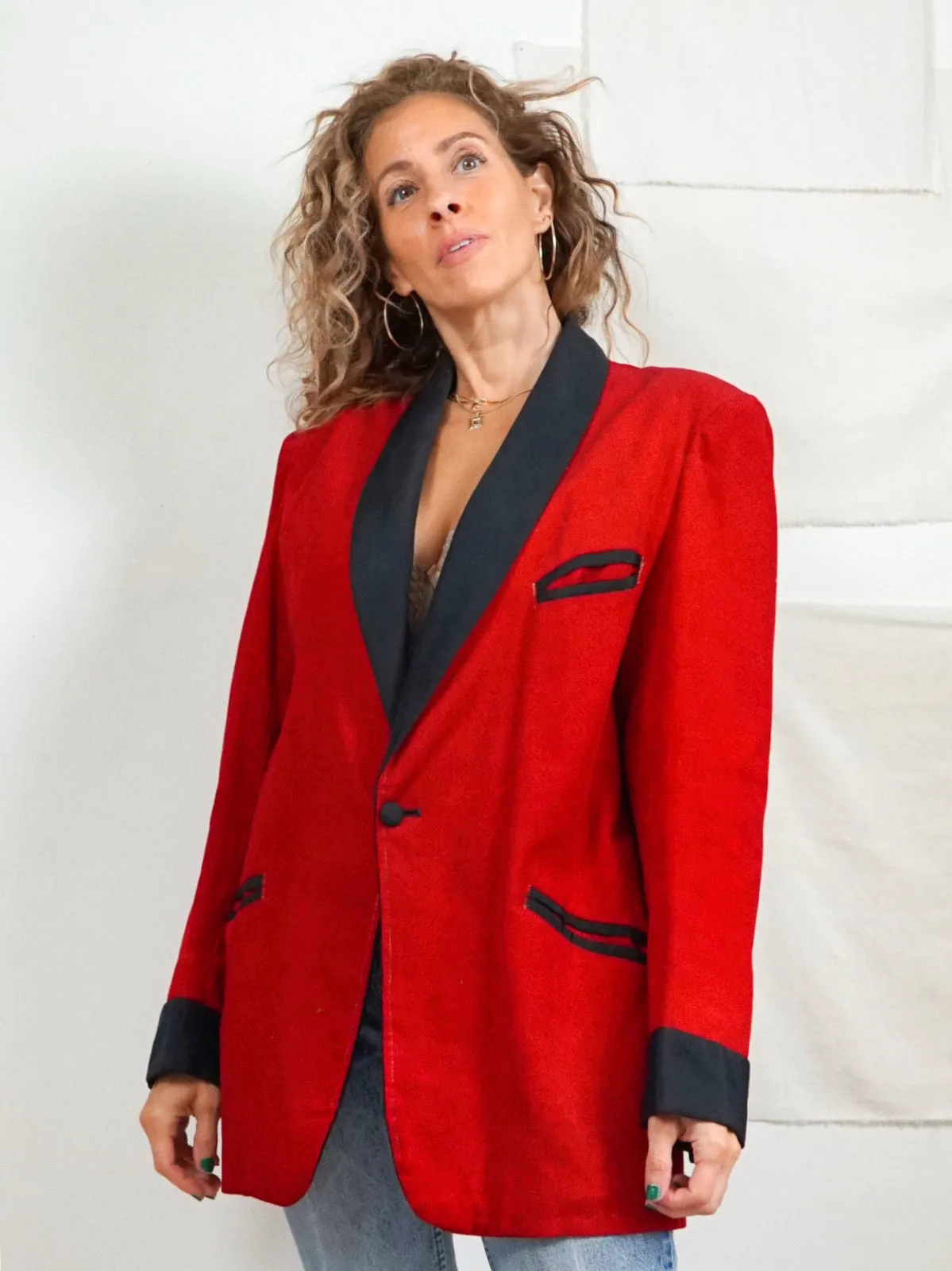 Vintage 50's Ruby Red Smoking Jacket