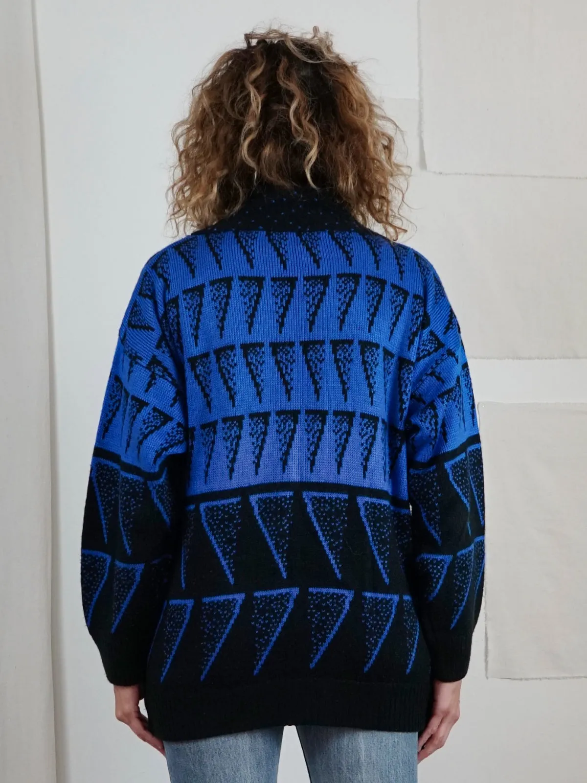 Vintage Abstract Cobalt Tunic Sweater