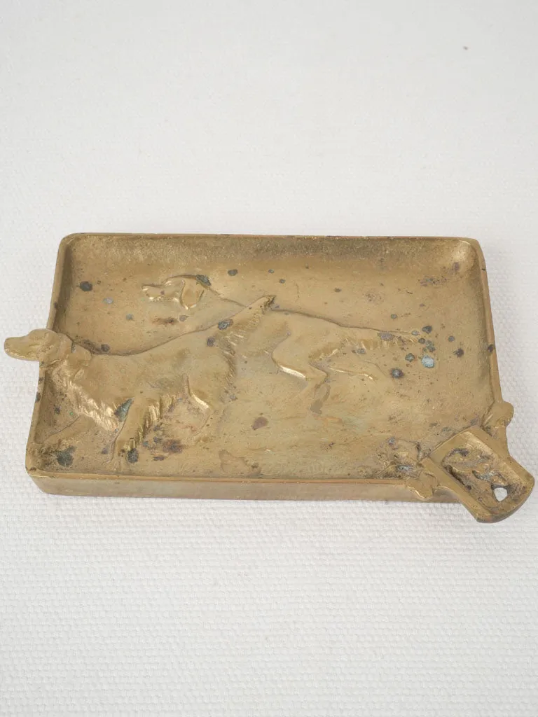 Vintage French ashtray w/ hunting hounds 5½" x 3½"