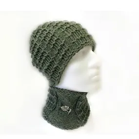 Waffle Stitch Brimless Hat and Cowl Set