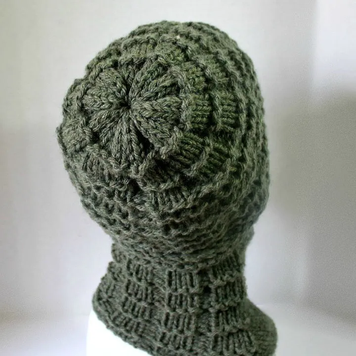 Waffle Stitch Brimless Hat and Cowl Set