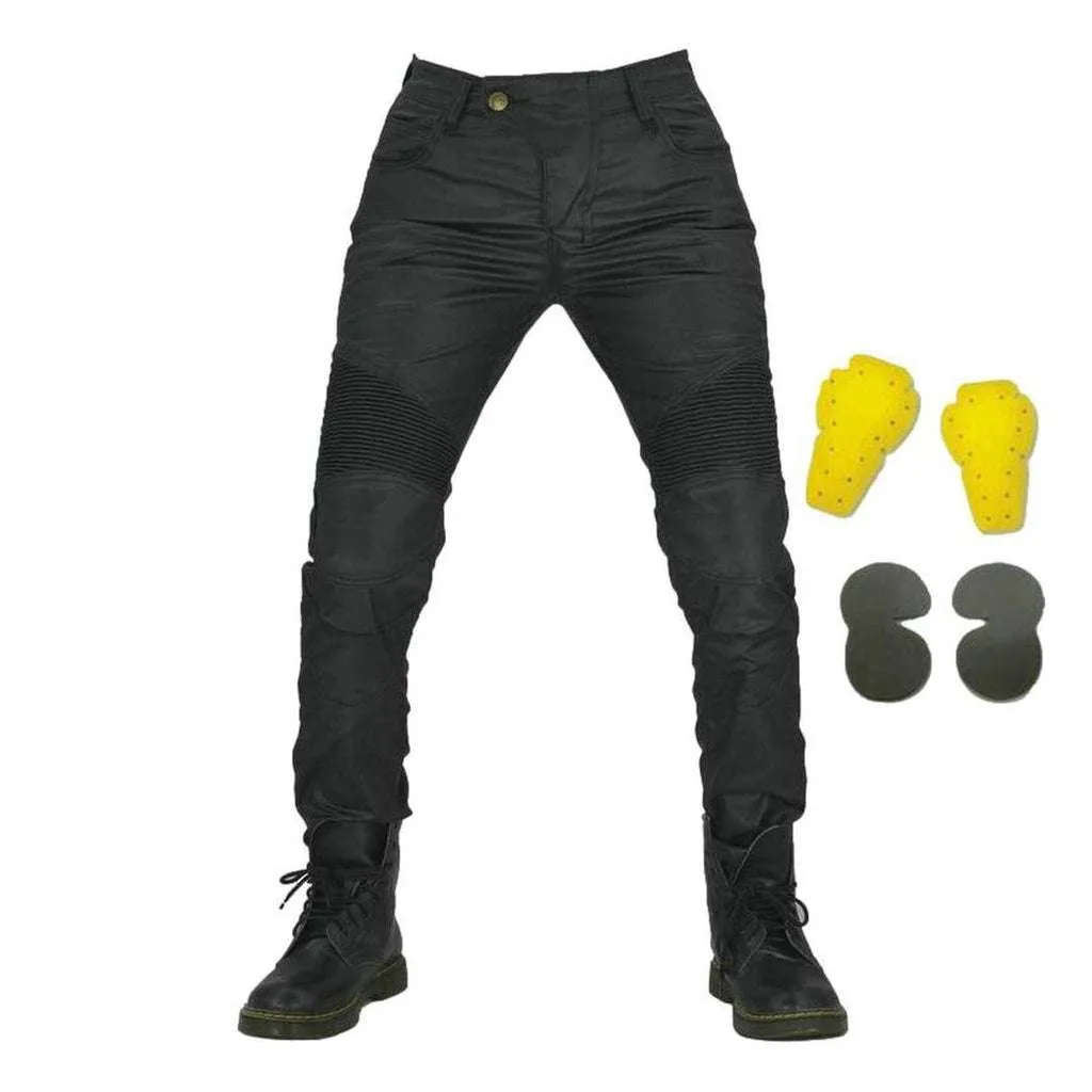 Waterproof coated men's biker jeans