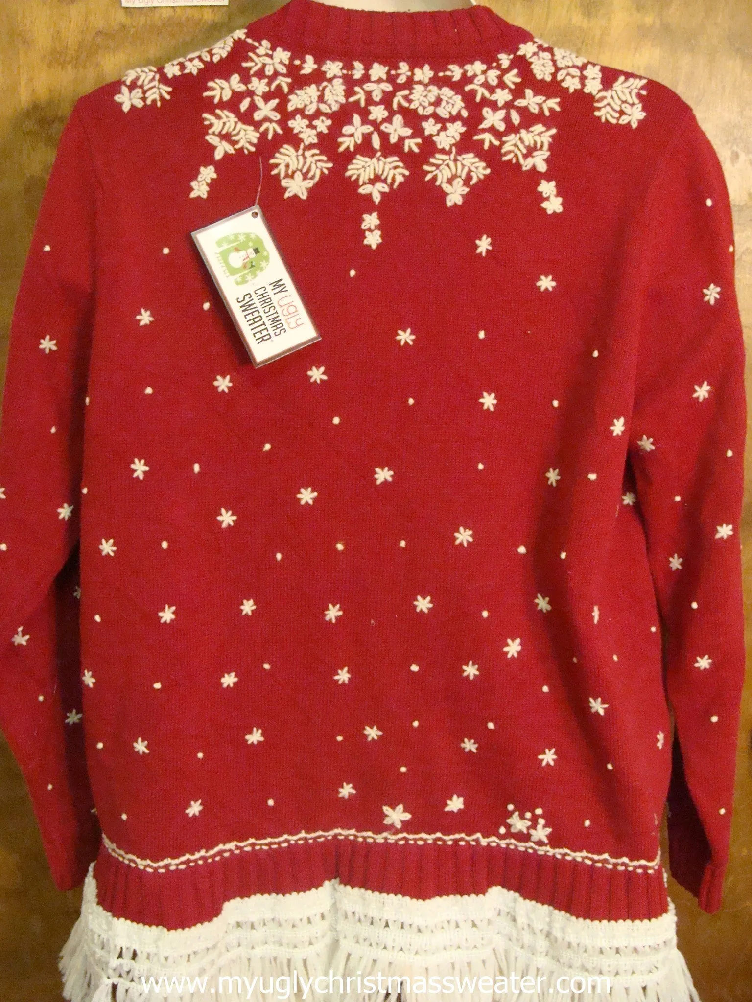 White Snowflakes and Snowmen Christmas Cat Ugly Sweater