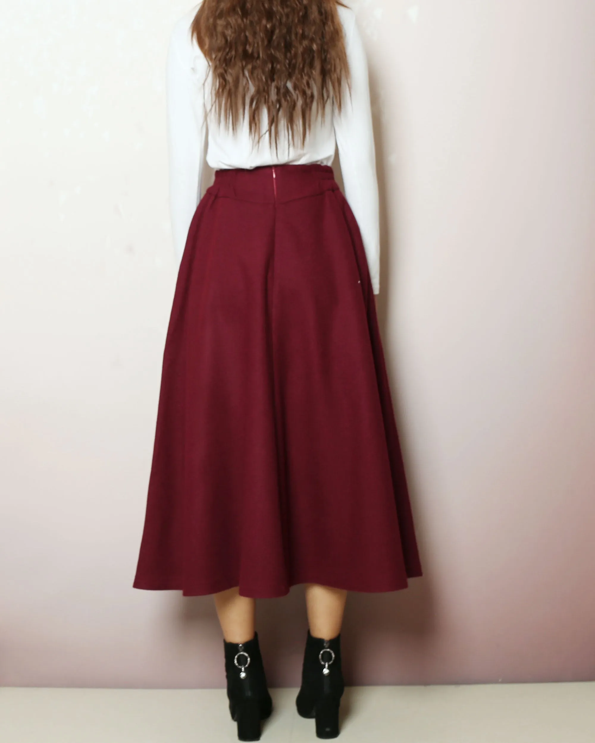 Winter skirt, Wool skirt, warm skirt, Wool plus size skirt, custom made skirt, midi skirt, black skirt (Q2166)