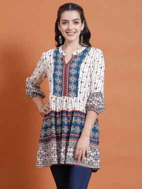 Women Blue Geometric Print Tunic